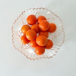 Vintage Federal Glass Pioneer Crimped Clear Glass Fruit Bowl Mid Century Modern